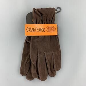 GATES Size S Dark Brown Deer Skin Suede Gloves Deadstock Vintage